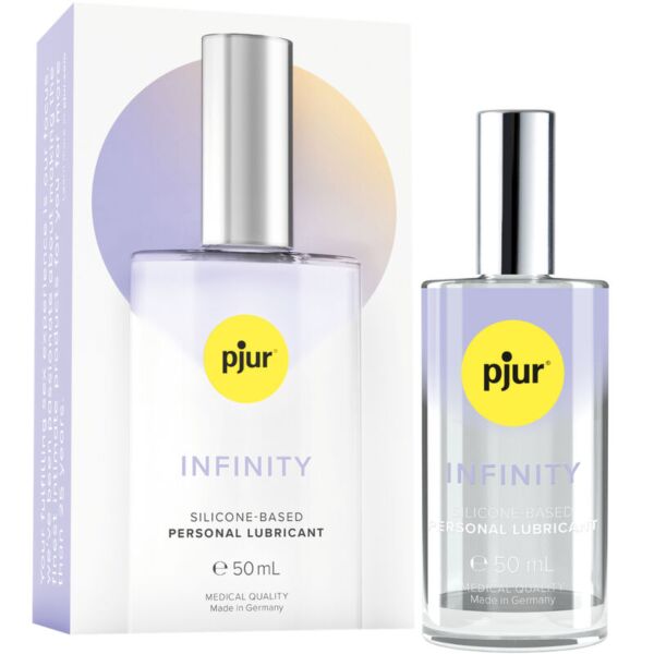 Glass bottle of Pjur Infinity silicone-based lubricant 50 ml