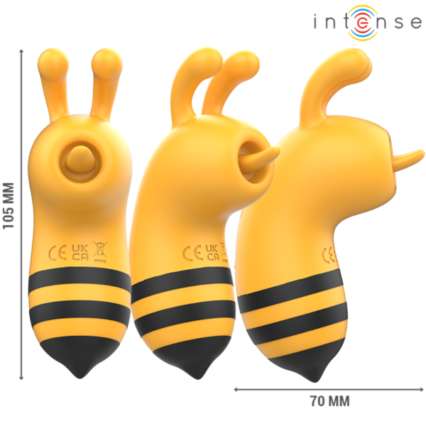 Intense Maya clitoral vibrator shaped like a bee, in yellow and black