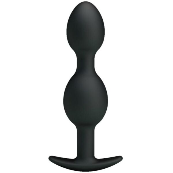 Pretty Love Heavy Balls black silicone anal beads, with their handle