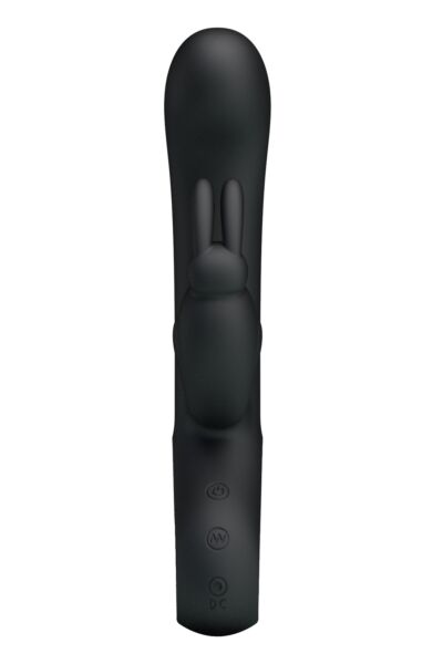 Party Up Colin rabbit vibrator in black, with its curved shaft and bunny-shaped arm