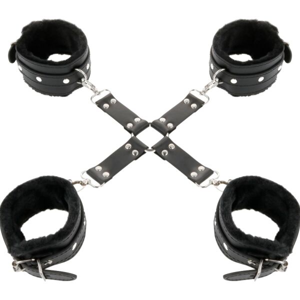Darkness Bondage strap handcuffs, with stitching and D-rings