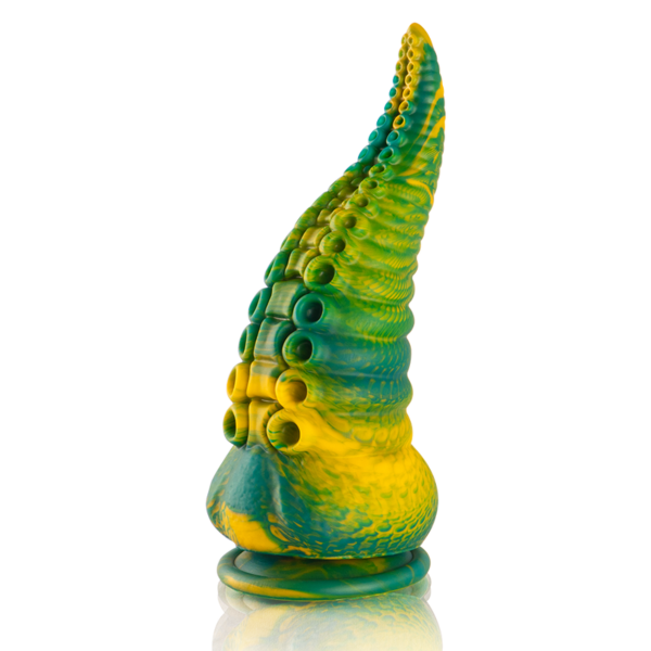 EPIC Cetus dildo from the Cybersilicock collection, with its sectioned shape and its base