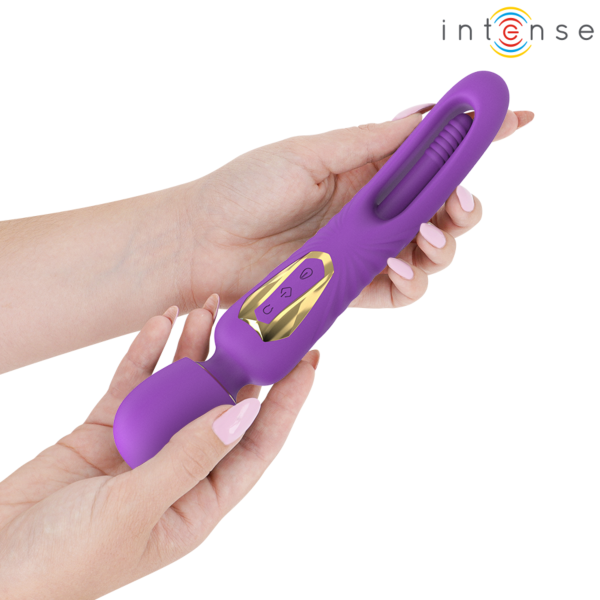 Intense Christy wand vibrator with its flicking tongue