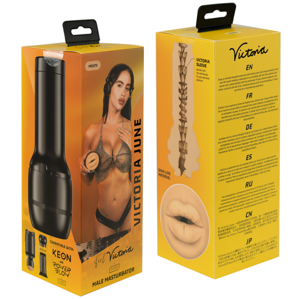 KIIROO Feel Victoria June Mouth masturbator shaped like a mouth and lips, in its case