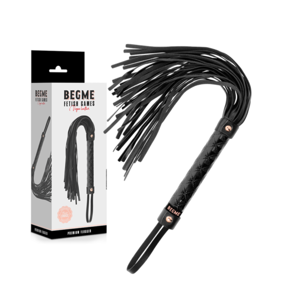 BEGME Black Edition vegan leather flogger with a handle