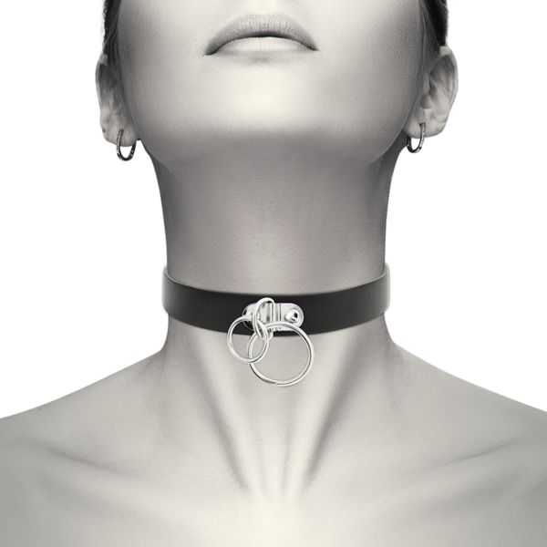 Black Coquette Chic Desire choker collar, showing its adjustable clasps