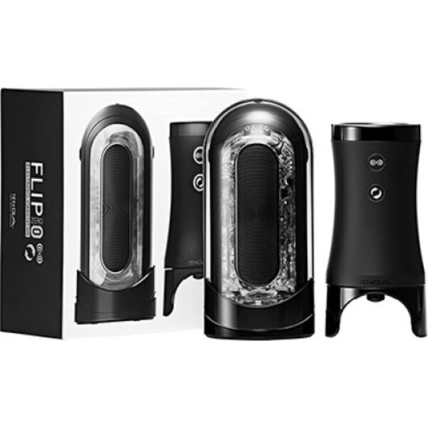 Tenga Flip Zero Electronic Vibrotation masturbator clipped into its control unit