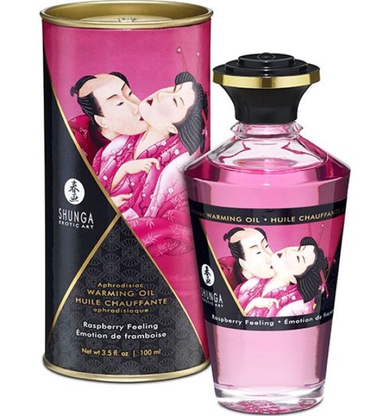 Bottle of Shunga warming massage oil, 100 ml