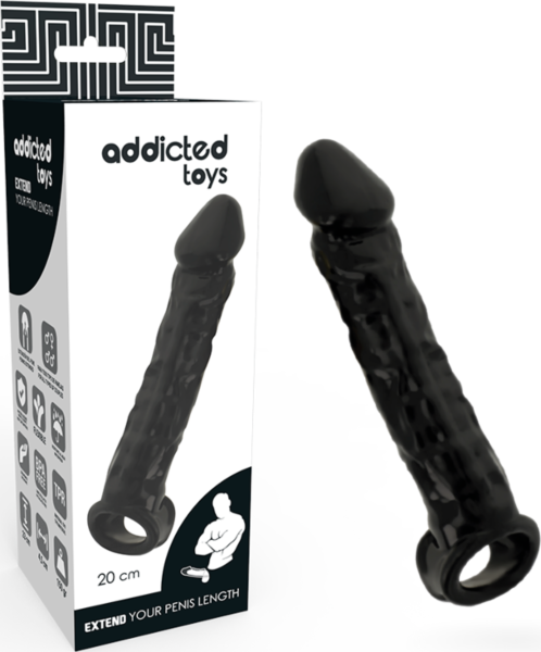 Addicted Toys Dong Extension penis extension sleeve with testicle ring