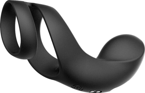 Svakom Benedict double vibrating cock ring in black, with its two silicone rings