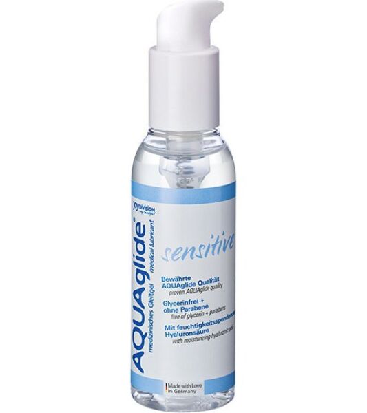 Joydivision AQUAglide Sensitive 125 ml water-based lubricant in a pump bottle