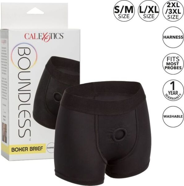 CalExotics Boundless Boxer Brief L/XL strap-on harness in black