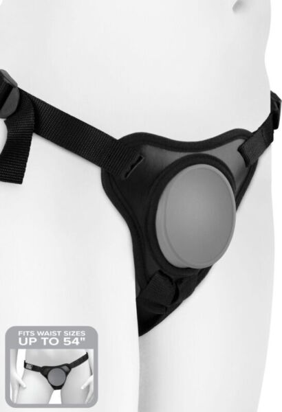 Pipedream Body Dock Elite Mini strap-on harness with silicone plate and nylon straps