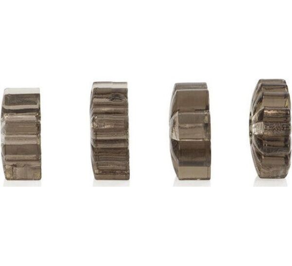 CalExotics Basic Essentials Smoke cock ring set in four different shapes and a smoke colour