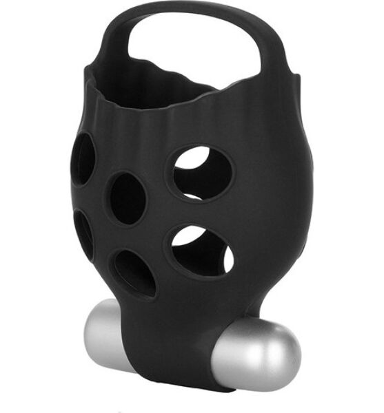 Black Calexotics Dr. Joel Scrotum Support with its bullet vibrator