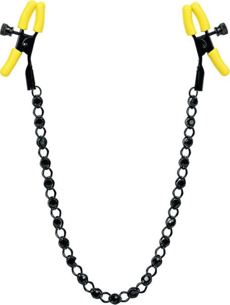 CalExotics Boundless Nipple Teasers nipple clamps, black, with chain and crystals