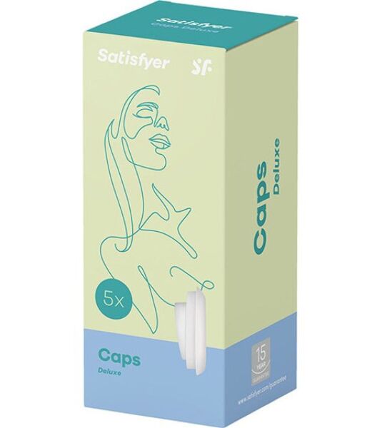 White silicone Satisfyer Deluxe Climax Tips, pack of 5