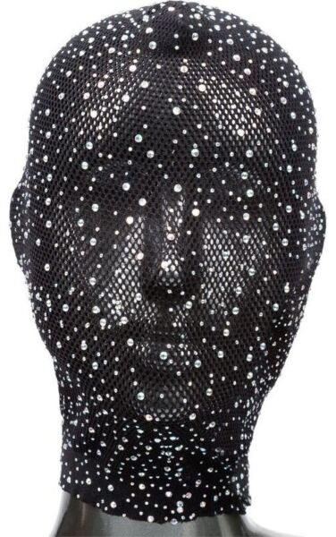 Black CalExotics Radiance Full Hood Cover BDSM hood with rhinestones and corset-style laces