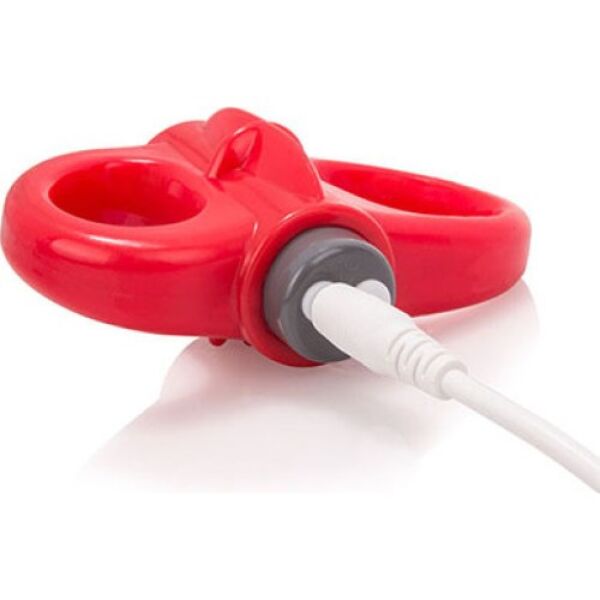 Screaming O Charged Yoga vibrating cock ring in red, with dual rings