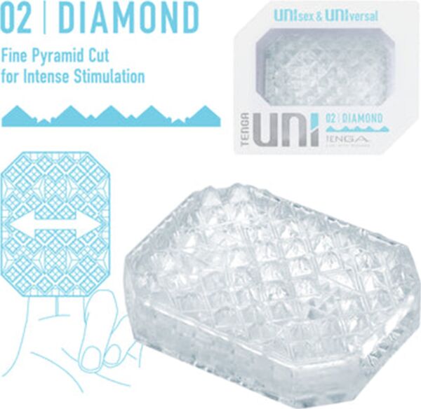 Tenga UNI Diamond unisex hand massager with its pyramid texture