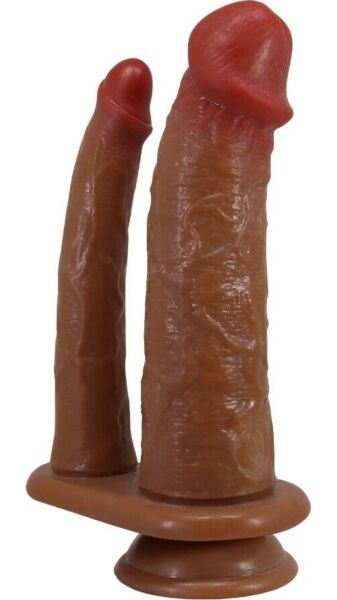 Flesh-coloured Pretty Love BW-008144Z double dildo, with one long, slim arm and one thicker arm