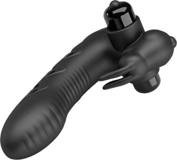 Pretty Love BI-014851 finger vibrator shaped like a bunny, in glossy black