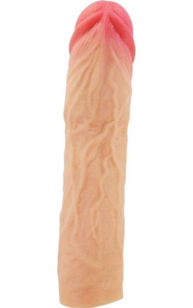 Pretty Love BI-026269 penis sleeve with extension, with raised veins and a bulbous head