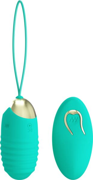 Party Up Ian vibrating egg in turquoise with its remote control