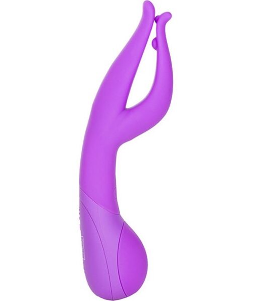 Calexotics Impress Dual Kiss rabbit vibrator in lilac, with its clitoral stimulator