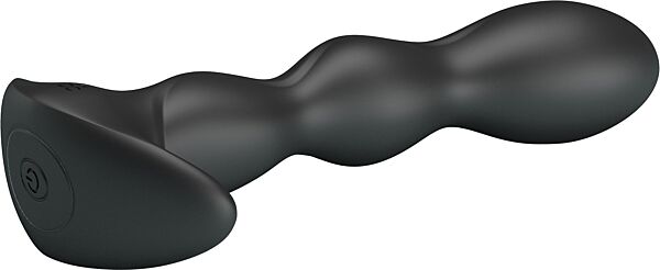 Black Party Up Jim anal vibrator with a shaft of graduated beads and a base