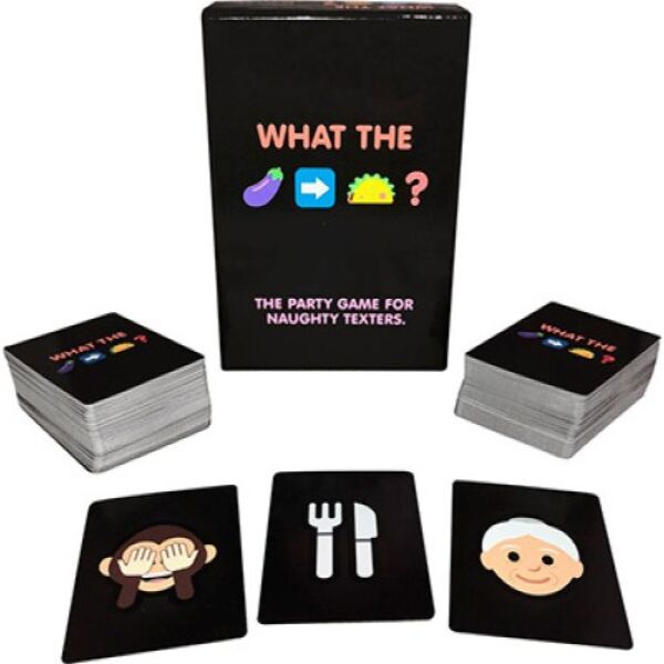 What The Game adult card game by Kheper Games, with its box and emoji cards