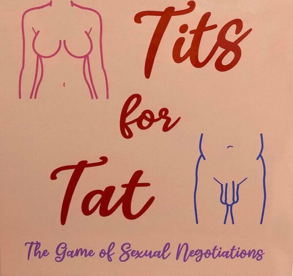 Kheper Games Tits for Tat erotic board game with its board, cards and dice