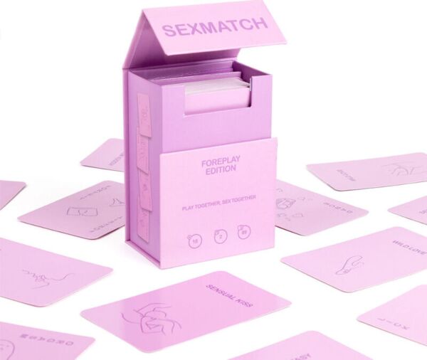 Secret Play Sexmatch Foreplay Edition couples card game, shown with its box