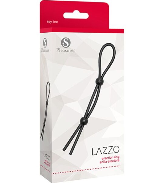 S Pleasures Lazzo Ring cock ring in black, with its two closure balls