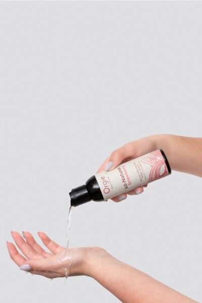 150 ml bottle of Orgie All-Natural Strawberry water-based lubricant with strawberry taste