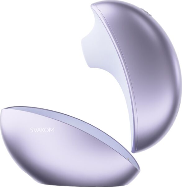 SVAKOM Pulse Galaxie clitoral suction toy next to its charging base with light projector