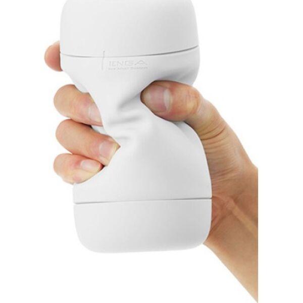 Tenga Puffy Sugar White masturbator in white, with its soft shell