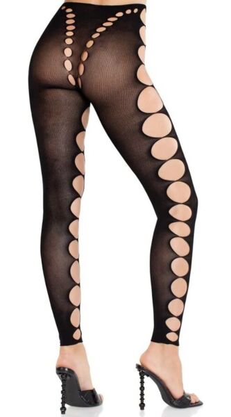 Black Leg Avenue Maris footless tights with cut-outs on the hips and legs