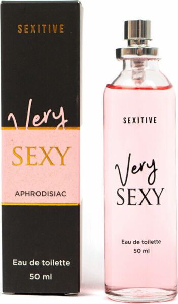 Glass bottle of Sexitive Very Sexy 50 ml perfume with a spray