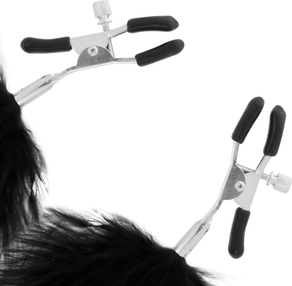 Darkness Sensations nipple clamps with pom poms