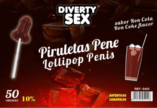 Display jar with 50 Diablo Goloso penis lollipops
