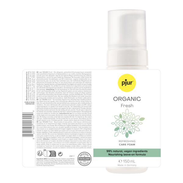 Bottle of Pjur Organic Fresh intimate cleansing foam, 150 ml