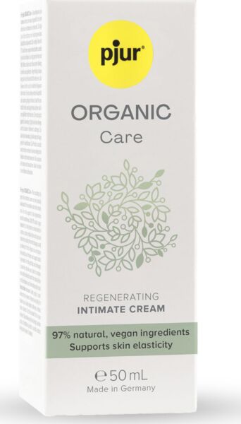 Bottle of pjur Organic Care 50 ml intimate cream with airless pump