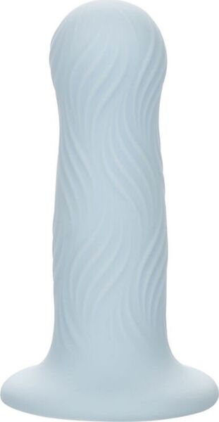 Blue CalExotics Wave Rider Foam butt plug in silicone with a wavy texture and suction cup base