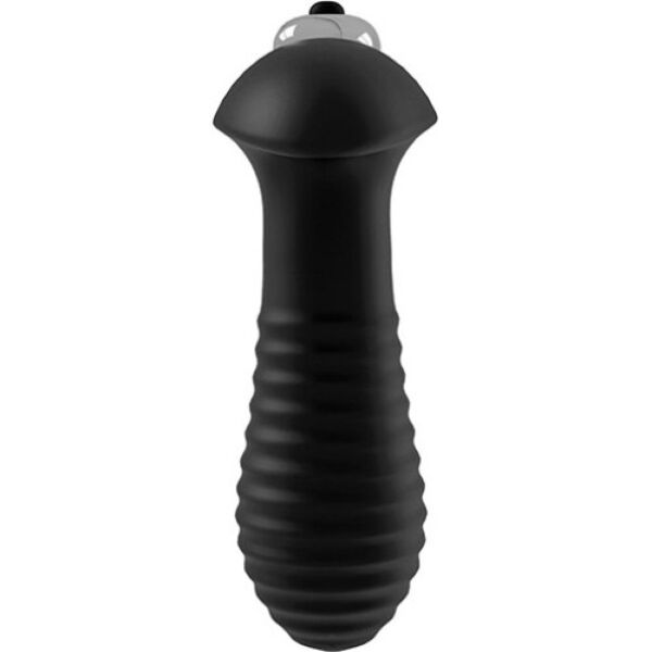 Black S Pleasures Butt Plug Spiral vibrating butt plug, with a spiral tip and a base