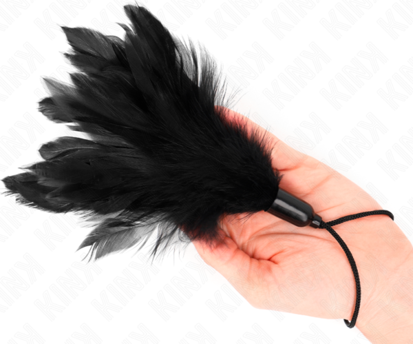 Kink Tickle Feathers 15 cm feather tickler with a rope handle and a plastic base