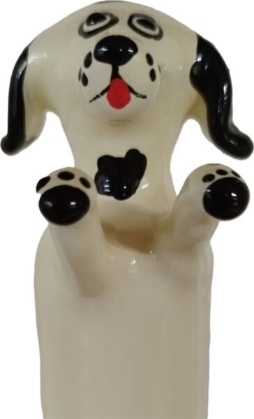 Condomerie Happy White Dog XL novelty condom, hand-painted