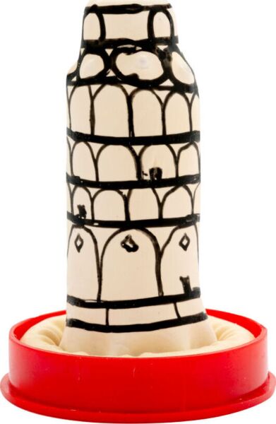 Condomerie Pisa Tower decorative condom featuring the Leaning Tower of Pisa