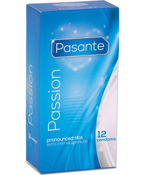 Pack of 12 Pasante Passion ribbed and dotted condoms
