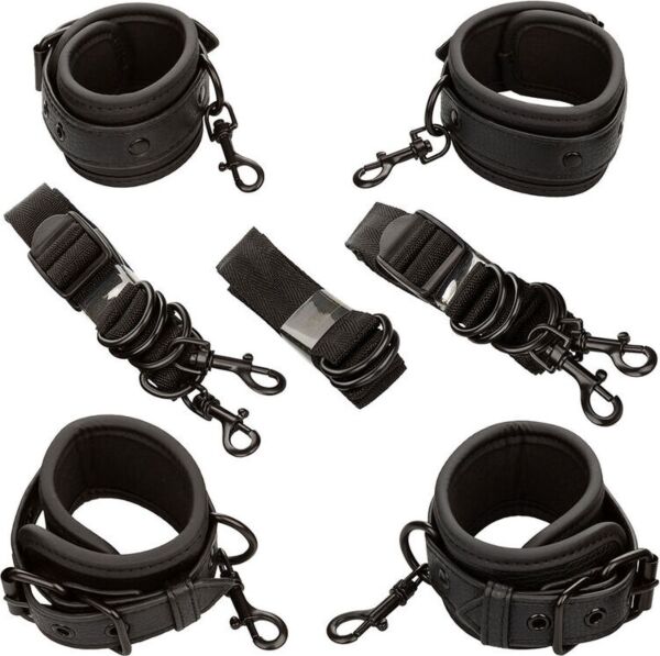 CalExotics Nocturnal Collection Bed Restraints kit, with black cuffs and straps